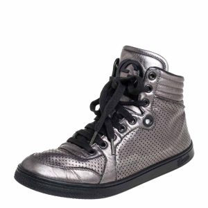 Gucci Metallic Grey Leather High-Top Sneakers Size 37, Athletic Shoes & Sneakers - Luxury Closet catalog