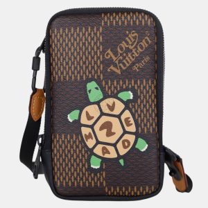 Louis Vuitton Brown Coated Canvas Giant Damier Nigo Phone Pouch, Mobile Phone Cases - Luxury Closet catalog