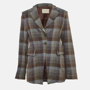 Qasimi Multicolor Plaid Wool Blend Single Breasted Blazer L, Coats & Jackets - Luxury Closet