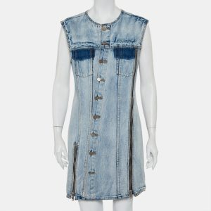 3.1 Phillip Lim Blue Light Wash Denim Asymmetric Button Front Sleeveless Mini Dress M, Dresses - Luxury Closet catalog