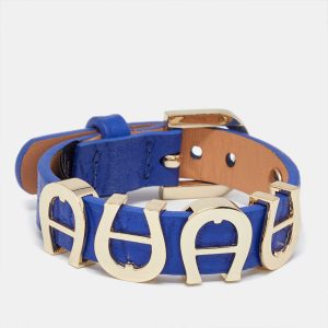 Aigner Blue Leather Gold Tone Logo Wrap Bracelet, Jewelry - Luxury Closet catalog