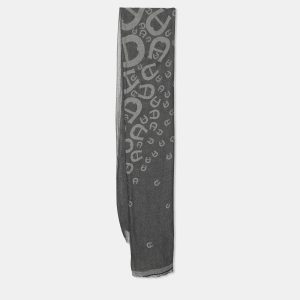 Aigner Grey Viscose Blend Horseshoe Logo Fringed Scarf, Scarves & Shawls - Luxury Closet catalog