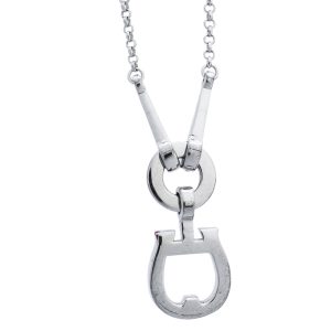 Aigner Crystal Embellished Logo Pendant Silver Tone Necklace, Jewelry - Luxury Closet catalog