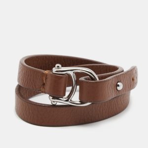 Aigner Brown Leather Double Tour Logo Bracelet, Jewelry - Luxury Closet catalog