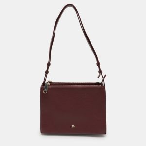 Aigner Burgundy Leather Shoulder Bag, Shoulder Bags - Luxury Closet catalog