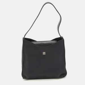 Aigner Black Leather and Nylon Flap Hobo, Shoulder Bags - Luxury Closet catalog