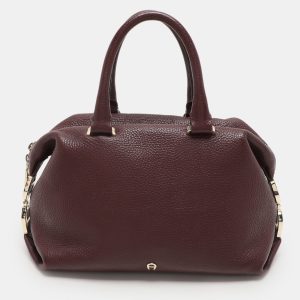 Aigner Burgundy Leather Dome Satchel, Satchels - Luxury Closet catalog