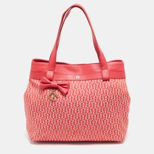 Aigner Rose Red Signature Canvas and Leather Bow Tote, Tote Handbags - Luxury Closet catalog