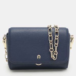 Aigner Navy Blue Leather Grazia Crossbody Bag, Handbags - Luxury Closet catalog
