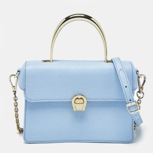 Aigner Light Blue Leather Small Genoveva Top Handle Bag, Satchels - Luxury Closet catalog