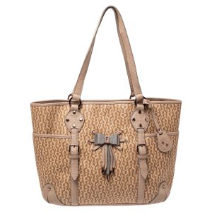 Aigner Beige/Pink Signature Coated Canvas and Leather Bow Tote, Tote Handbags - Luxury Closet catalog