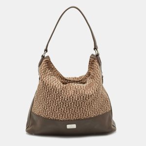 Aigner Beige/Brown Monogram Canvas and Leather Side Zip Hobo, Shoulder Bags - Luxury Closet catalog