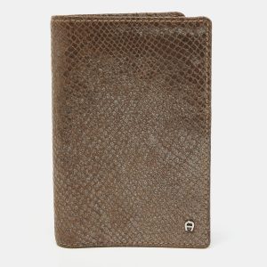 Aigner Brown Shimmer Snakeskin Embossed Leather Bifold Wallet, Wallets & Money Clips - Luxury Closet catalog