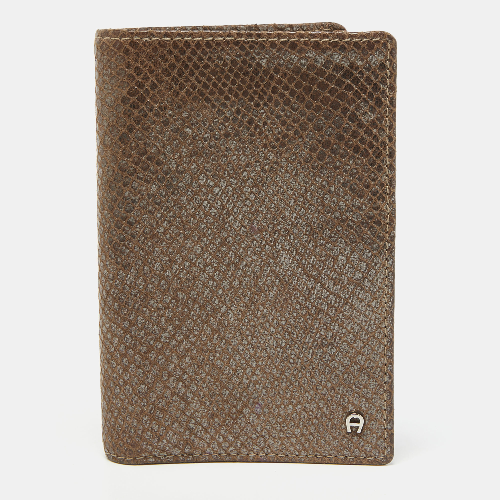 Aigner Brown Shimmer Snakeskin Embossed Leather Bifold Wallet, Wallets & Money Clips - Luxury Closet catalog