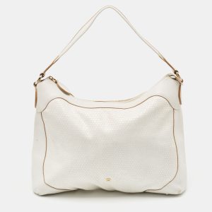 Aigner White Embossed Leather Zip Hobo, Shoulder Bags - Luxury Closet catalog