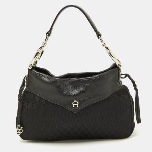 Aigner Black Signature Canvas and Leather Hobo, Shoulder Bags - Luxury Closet catalog