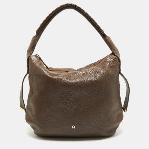 Aigner Dark Brown Leather Logo Hobo, Shoulder Bags - Luxury Closet catalog