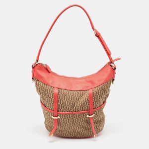 Aigner Coral/Brown Monogram Canvas and Leather Bucket Bag, Handbags - Luxury Closet catalog