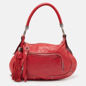 Aigner Red Shimer Leather Tassel Pocket Hobo, Shoulder Bags - Luxury Closet catalog