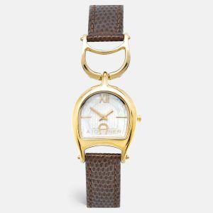 Aigner Mother of Pearl Yellow Gold Plated Stainless Steel Arte A32200 Women's Wristwatch 26 mm, Watches - Luxury Closet catalog