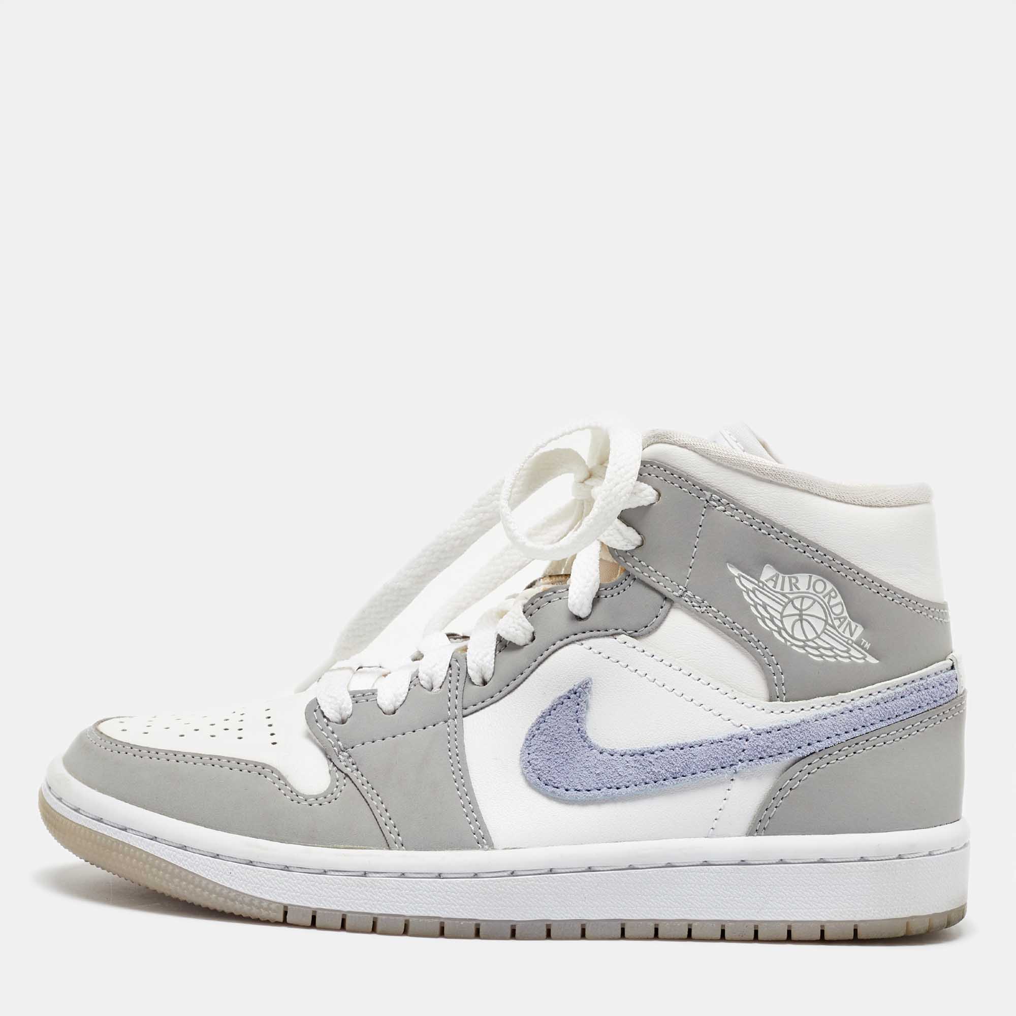 Air Jordans Grey/White Leather Air Jordan 1 Mid Wolf Grey Sneakers Size 35.5, Athletic Shoes & Sneakers - Luxury Closet catalog