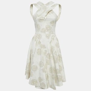 Alaia Off-White Printed Cotton Sleeveless Knee-Length Dress M, Dresses - Luxury Closet catalog