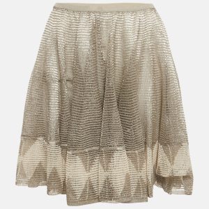 Alaia Beige Mesh Intarsia Knit Flared Mini Skirt M, Skirts - Luxury Closet catalog