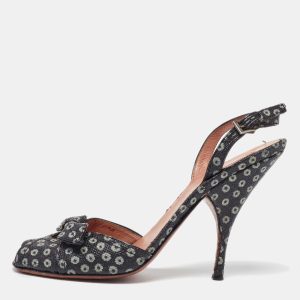 Alaia Black/White Print Raffia Bow Ankle Strap Sandals Size 38, Sandals - Luxury Closet catalog