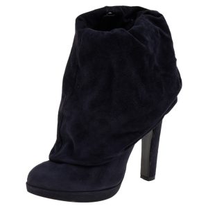 Alaia Navy Blue Suede Ankle Length Boots Size 38, Boots - Luxury Closet catalog