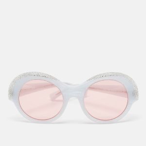 Alain Mikli x Alexandre Vauthier Light Blur/Pink Roselyn Crystals Round Sunglasses, Sunglasses - Luxury Closet catalog