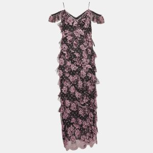 Alessandra Rich Black Floral Lace Ruffled Mid Dress M, Dresses - Luxury Closet catalog