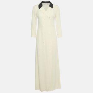 Alessandra Rich Cream Silk Double Breasted Maxi Dress M, Dresses - Luxury Closet catalog
