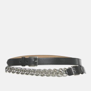Alexander McQueen Black Leather Chain Double Waist Belt 75CM, Belt Buckles - Luxury Closet catalog