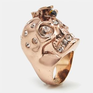 Alexander McQueen Skull Bee Enamel Crystals Rose Gold Tone Ring Size 55, Jewelry - Luxury Closet catalog