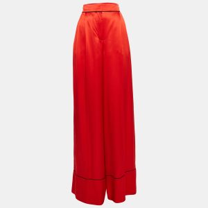 Alexander McQueen Red Satin Silk Wide-Leg Pants L, Clothing - Luxury Closet catalog