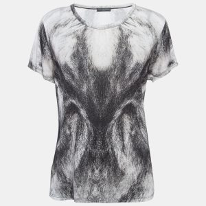 Alexander McQueen White/Black Printed Jersey Crewneck T-Shirt M, Shirts & Tops - Luxury Closet catalog
