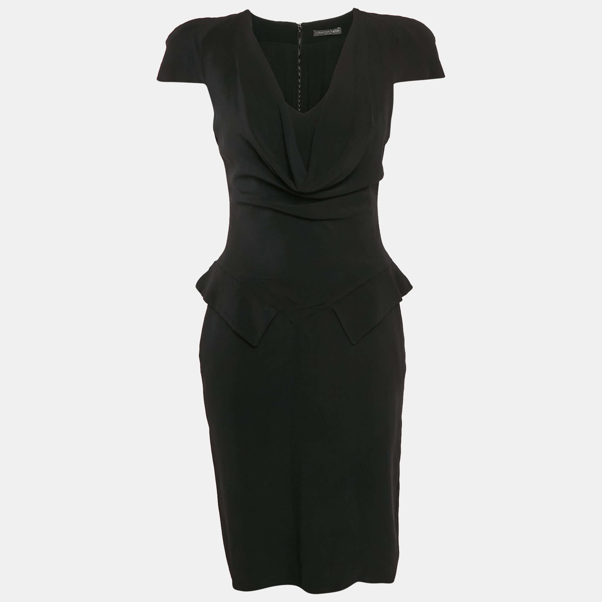 Alexandre Mcqueen Black Crepe Cowl Neck Detail Knee-Length Dress M, Dresses - Luxury Closet catalog