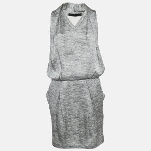 Alexander McQueen Grey Silk V-Neck Sleeveless Short Dress M, Dresses - Luxury Closet catalog