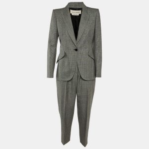 Alexander McQueen Grey Houndstooth Pattern Wool Pantsuit S/M, Suits - Luxury Closet catalog