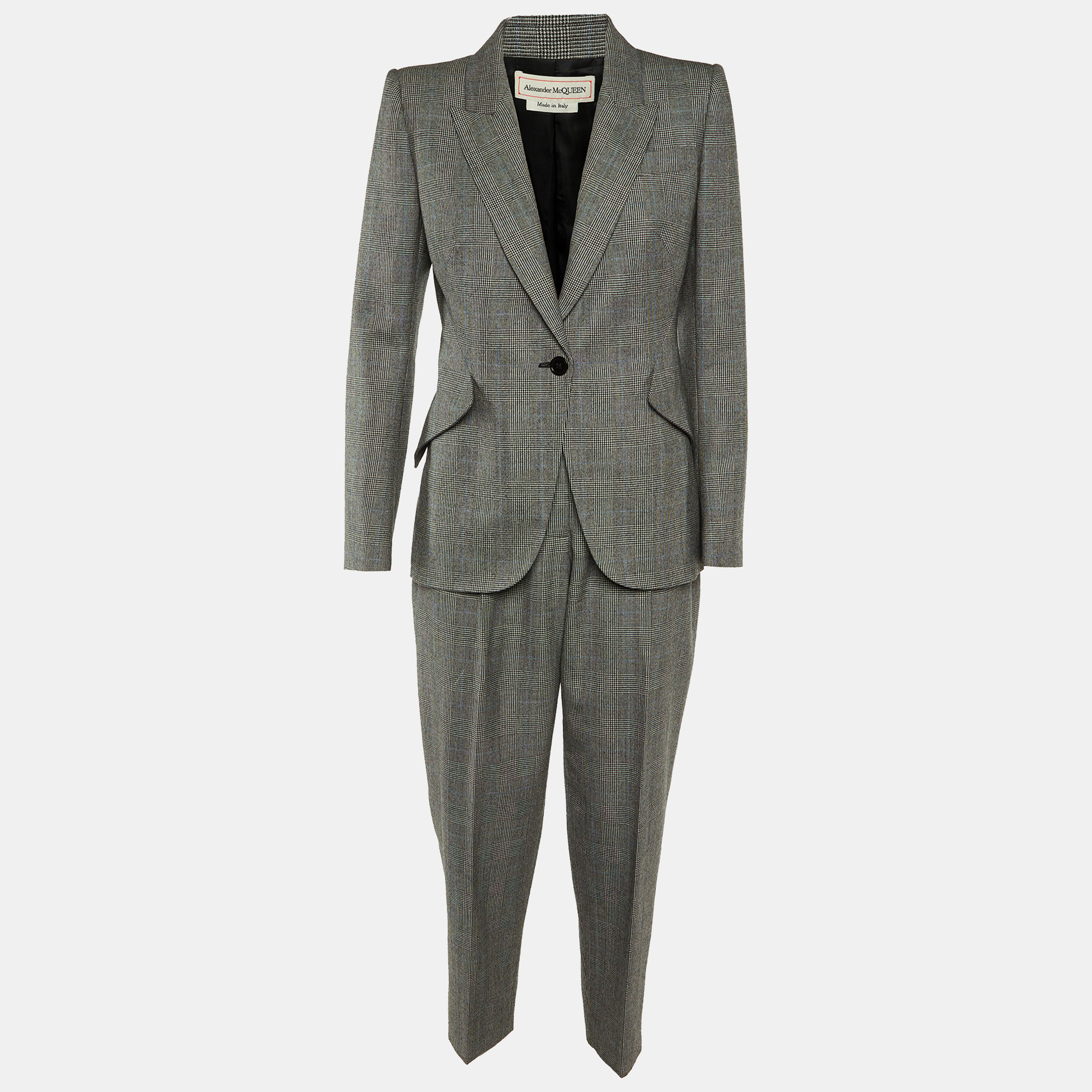 Alexander McQueen Grey Houndstooth Pattern Wool Pantsuit S/M, Suits - Luxury Closet catalog