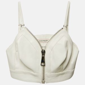 Alexander McQueen White Leather Bralette Crop Top M, Shirts & Tops - Luxury Closet catalog