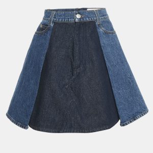 Alexander McQueen Blue Denim Dual Tone Pleated Mini Skirt S, Skirts - Luxury Closet catalog