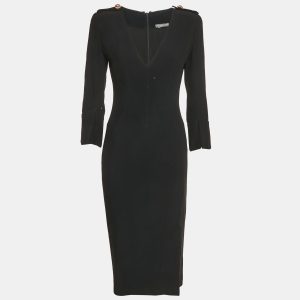 Alexander McQueen Black Crepe V-Neck Midi Dress S, Dresses - Luxury Closet catalog