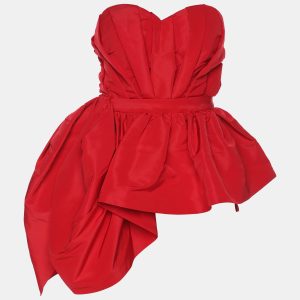 Alexander McQueen Red Polyester Pleated Taffeta Bustier Top S, Shirts & Tops - Luxury Closet catalog