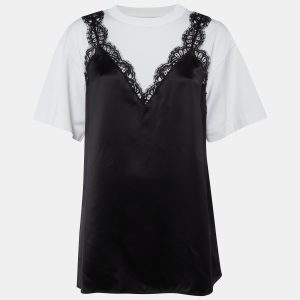 Alexander McQueen White Cotton Knit & Black Sateen Top L, Shirts & Tops - Luxury Closet catalog