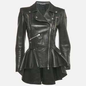 Alexander McQueen Black High Low Peplum Leather Jacket M, Coats & Jackets - Luxury Closet catalog