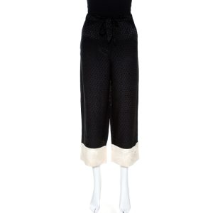 Alexander McQueen Black Silk Jacquard Contrast Hem Detail Pants M, Clothing - Luxury Closet catalog