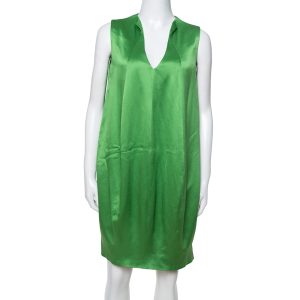Alexander McQueen Green Silk Satin Sleeveless Shift Dress M, Dresses - Luxury Closet catalog