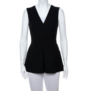 Alexander McQueen Black V Neck Sleeveless Peplum Top M, Shirts & Tops - Luxury Closet catalog