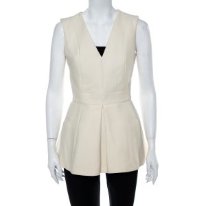 Alexander McQueen Cream V Neck Sleeveless Peplum Top M, Shirts & Tops - Luxury Closet catalog